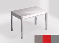 Logo Table mensa 110x70 extension m�lamin� - plateau gris expo - pieds argent - ceinture en bois laque ro 2332_gris-expo_argent_bl-ro