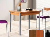 Logo Table hercule 110x70 - plateau noyer - pieds chrome - ceinture en bois laque cerisier 1990_noyer_chrome_bl-cerisier
