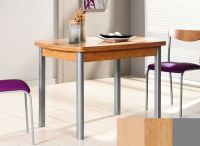 Logo Table hercule 130x80 - plateau hetre - pieds argent - ceinture en bois laque chene 1999_hetre_argent_bl-chene