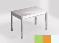 Logo Table mensa 100x60 extension melamin� - plateau verde fun - pieds blanc - ceinture en bois laque jau 2331_verde-fun_blanc_bl-jau