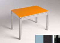 Logo Table mensa verre ext. melamin� 100x60 - plateau gris - pieds chrome - ceinture en bois laque noir 2869_gris_chrome_bl-noir