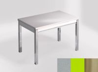 Logo Table mensa 110x70 extension m�lamin� - plateau khenso - pieds inox - ceinture en bois laque vert 2332_khenso_inox_bl-vert