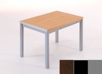 Logo Table saturne ext 135x80 - plateau wengue - pieds argent - ceinture en metalique noir 2796_wengue_argent_mt-noir