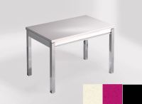 Logo Table mensa 100x60 extension melamin� - plateau blanco dune - pieds noir - ceinture en bois laque ma 2331_blanco-dune_noir_bl-ma