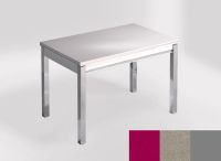 Logo Table mensa 100x60 extension melamin� - plateau magenta energy - pieds argent - ceinture en bois laq 2331_magenta-energy_argent_
