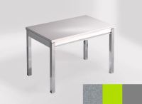 Logo Table mensa 100x60 extension melamin� - plateau aluminium nube - pieds argent - ceinture en bois laq 2331_aluminium-nube_argent_