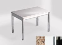 Logo Table mensa ext 100x60 - plateau kona beige - pieds chrome - ceinture en bois laque blanc 2320_kona-beige_chrome_bl-blanc