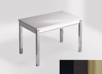 Logo Table mensa 110x70 extension m�lamin� - plateau negro anubis - pieds inox - ceinture en bois laque n 2332_negro-anubis_inox_bl-n
