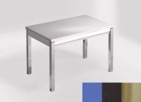 Logo Table mensa 100x60 extension melamin� - plateau azul enjoy - pieds inox - ceinture en bois laque noi 2331_azul-enjoy_inox_bl-noi