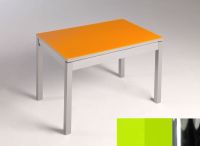 Logo Table mensa  verre ext. melamin� 110x70 - plateau vert - pieds chrome - ceinture en bois laque vert 2859_vert_chrome_bl-vert