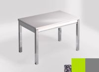 Logo Table mensa ext 110x70 - plateau blue safita - pieds argent - ceinture en bois laque vert 2321_blue-safita_argent_bl-vert