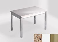 Logo Table mensa 100x60 extension melamin� - plateau kona beige - pieds inox - ceinture en bois laque bla 2331_kona-beige_inox_bl-bla
