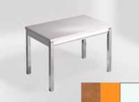 Logo Table mensa 100x60 extension melamin� - plateau sonora gold - pieds blanc - ceinture en bois laque o 2331_sonora-gold_blanc_bl-o