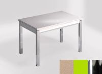 Logo Table mensa ext 100x60 - plateau creme minerva - pieds chrome - ceinture en bois laque vert 2320_creme-minerva_chrome_bl-vert