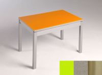Logo Table mensa verre ext. melamin� 100x60 - plateau vert - pieds inox - ceinture en bois laque inox 2869_vert_inox_bl-inox