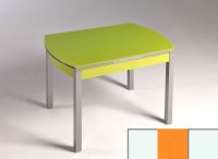 Logo Table hercule 115x75 - plateau blanc - pieds blanc - ceinture en bois laque orange 1992_blanc_blanc_bl-orange