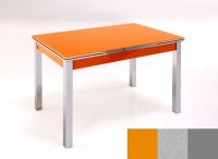 Logo Table mensa ext 100x50 - plateau orange - pieds argent - ceinture en bois laque argent 2032_orange_argent_bl-argent