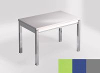Logo Table mensa 100x60 extension melamin� - plateau verde fun - pieds argent - ceinture en bois laque bl 2331_verde-fun_argent_bl-bl