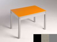 Logo Table mensa verre ext. melamin� 135x80 - plateau noir - pieds argent - ceinture en bois laque inox 2870_noir_argent_bl-inox