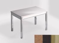 Logo Table mensa 100x60 extension melamin� - plateau coral troya - pieds inox - ceinture en bois laque no 2331_coral-troya_inox_bl-no