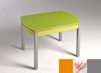 Logo Table hercule 115x75 - plateau orange - pieds argent - ceinture en bois laque mh tostado 02 1992_orange_argent_bl-mh-tostado-02