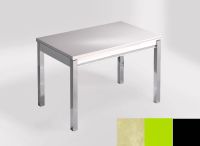 Logo Table mensa ext 110x70 - plateau tigris sand - pieds noir - ceinture en bois laque vert 2321_tigris-sand_noir_bl-vert