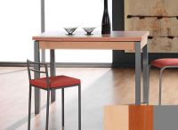 Logo Table mensa ext 110x70 - plateau hetre - pieds argent - ceinture en bois laque cerisier 2039_hetre_argent_bl-cerisier