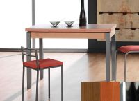 Logo Table mensa ext 100x60 - plateau noyer - pieds chrome - ceinture en bois laque cerisier 2034_noyer_chrome_bl-cerisier