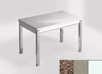 Logo Table mensa 110x70 extension m�lamin� - plateau brazilian brown - pieds blanc - ceinture en bois laq 2332_brazilian-brown_blanc_