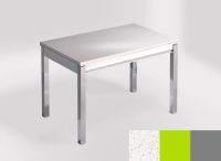 Logo Table mensa ext 110x70 - plateau blanco maple - pieds argent - ceinture en bois laque vert 2321_blanco-maple_argent_bl-vert
