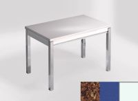 Logo Table mensa 100x60 extension melamin� - plateau mahogany - pieds blanc - ceinture en bois laque bleu 2331_mahogany_blanc_bl-bleu