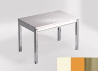 Logo Table mensa 110x70 extension m�lamin� - plateau haiku - pieds inox - ceinture en bois laque jaune dr 2332_haiku_inox_bl-jaune-dr