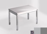Logo Table mensa ext 110x70 - plateau blue safita - pieds argent - ceinture en bois laque argent 2321_blue-safita_argent_bl-argent