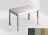 Logo Table mensa 100x60 extension melamin� - plateau stellar verde - pieds inox - ceinture en bois laque  2331_stellar-verde_inox_bl-