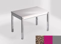 Logo Table mensa 110x70 extension m�lamin� - plateau brazilian brown - pieds argent - ceinture en bois la 2332_brazilian-brown_argent