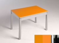 Logo Table mensa  verre ext. melamin� 110x70 - plateau orange - pieds chrome - ceinture en bois laque ora 2859_orange_chrome_bl-orang