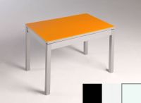 Logo Table mensa verre ext. melamin� 100x50 - plateau noir - pieds blanc - ceinture en bois laque blanc 2858_noir_blanc_bl-blanc