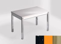 Logo Table mensa 100x60 extension melamin� - plateau stellar negro - pieds inox - ceinture en bois laque  2331_stellar-negro_inox_bl-