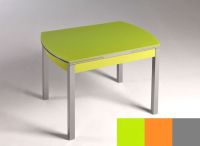 Logo Table hercule 130x80 - plateau vert - pieds argent - ceinture en bois laque orange 2000_vert_argent_bl-orange