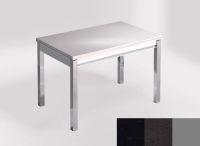 Logo Table mensa 100x60 extension melamin� - plateau negro tebas - pieds argent - ceinture en bois laque  2331_negro-tebas_argent_bl-