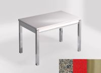Logo Table mensa 110x70 extension m�lamin� - plateau negro ulises - pieds inox - ceinture en bois laque r 2332_negro-ulises_inox_bl-r