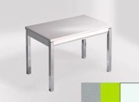 Logo Table mensa 110x70 extension m�lamin� - plateau khenso - pieds blanc - ceinture en bois laque vert 2332_khenso_blanc_bl-vert