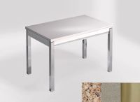 Logo Table mensa 100x60 extension melamin� - plateau kona beige - pieds inox - ceinture en bois laque ino 2331_kona-beige_inox_bl-ino