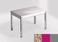 Logo Table mensa ext 100x60 - plateau kona beige - pieds argent - ceinture en bois laque magenta energy 2320_kona-beige_argent_bl-mag