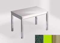 Logo Table mensa 110x70 extension m�lamin� - plateau stellar verde - pieds inox - ceinture en bois laque  2332_stellar-verde_inox_bl-