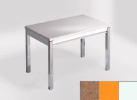 Logo Table mensa ext 110x70 - plateau coral troya - pieds blanc - ceinture en bois laque orange cool 2321_coral-troya_blanc_bl-orange