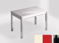 Logo Table mensa ext 100x60 - plateau blanco dune - pieds chrome - ceinture en bois laque rouge 2320_blanco-dune_chrome_bl-rouge