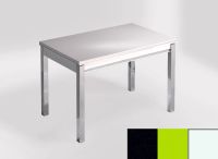 Logo Table mensa 110x70 extension m�lamin� - plateau tao - pieds blanc - ceinture en bois laque vert 2332_tao_blanc_bl-vert
