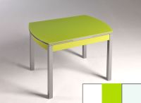 Logo Table hercule 130x80 - plateau extra white - pieds blanc - ceinture en bois laque vert 2000_extra-white_blanc_bl-vert