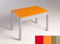 Logo Table mensa verre ext. melamin� 100x60 - plateau rouge - pieds inox - ceinture en bois laque orange 2869_rouge_inox_bl-orange